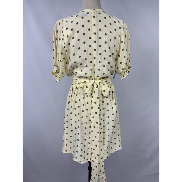 Faithfull the Brand Vanelli Mini Dress Sylve Dot Print Lemon 8 Cream Brown Dot - Picture 5 of 16